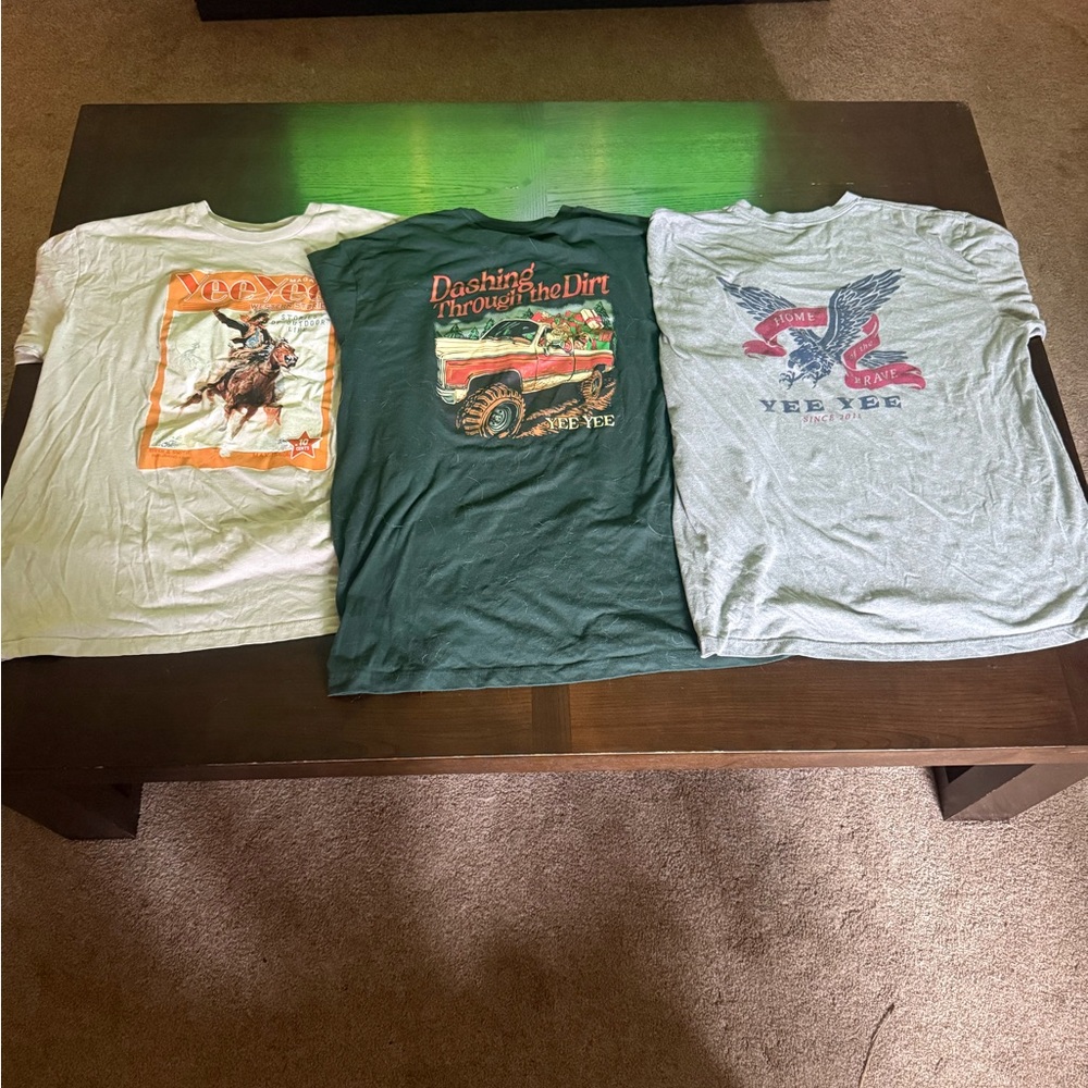 XXL Yee Yee T-Shirt Trio - Green, cream, Gray